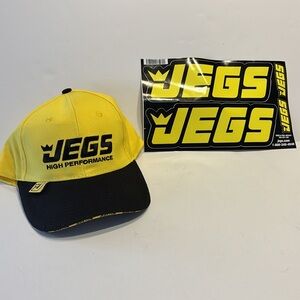 Jegs Black and Yellow High Performance Hat and Sticker Bundle